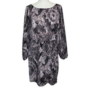 Sanctuary Sz Small Snake Skin Print Dress Draping Tie Back Elastic Waist Blouson